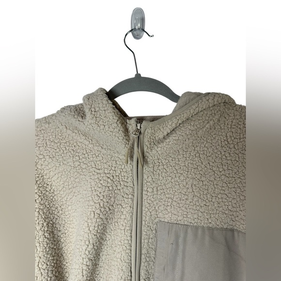 Old Navy Men’s Sherpa Fleece Zip-Up Hoodie Beige Large - Picture 3 of 8